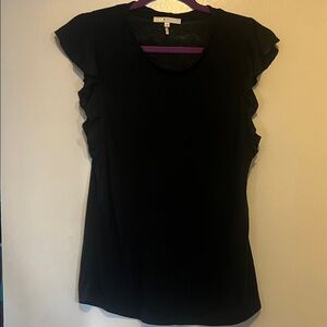 MAJE Black Short Sleeve Ruffle Top -size 3